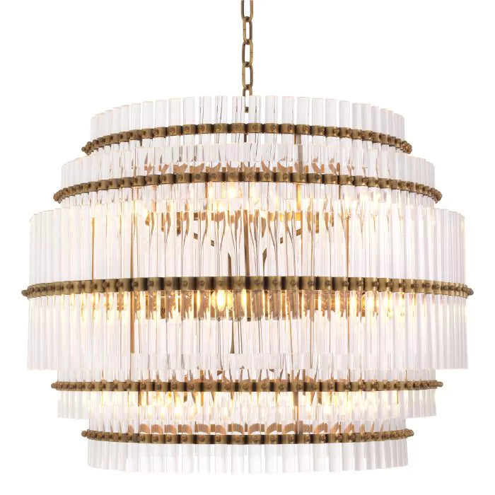 Thibaud Modern Brass Glass Chandelier - (Antique Brass Finish | Clear Glass)