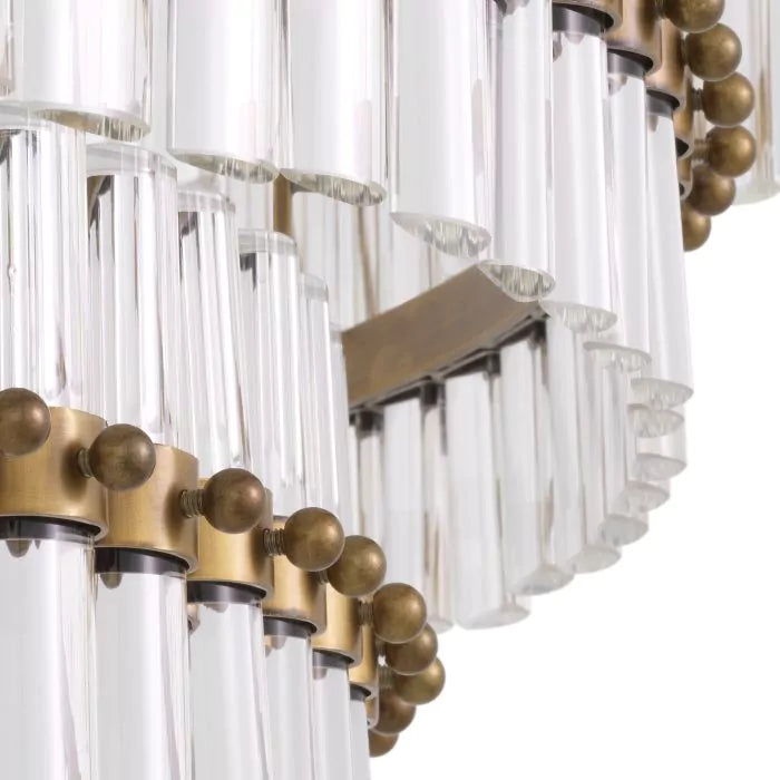 Thibaud Modern Brass Glass Chandelier - (Antique Brass Finish | Clear Glass)