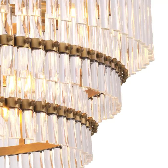 Thibaud Modern Brass Glass Chandelier - (Antique Brass Finish | Clear Glass)