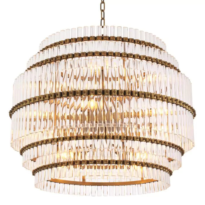 Thibaud Modern Brass Glass Chandelier - (Antique Brass Finish | Clear Glass)