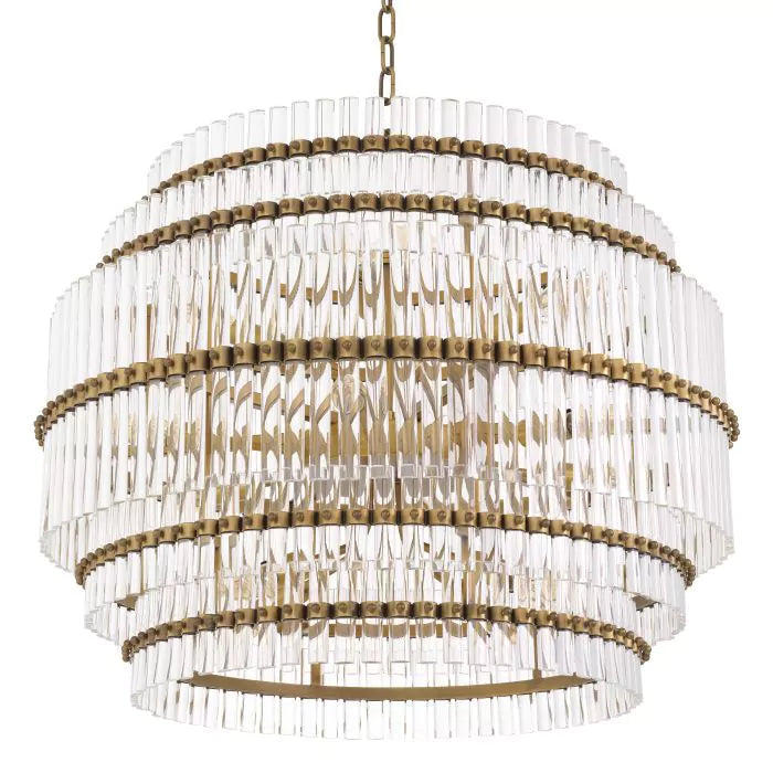 Thibaud Modern Brass Glass Chandelier - (Antique Brass Finish | Clear Glass)