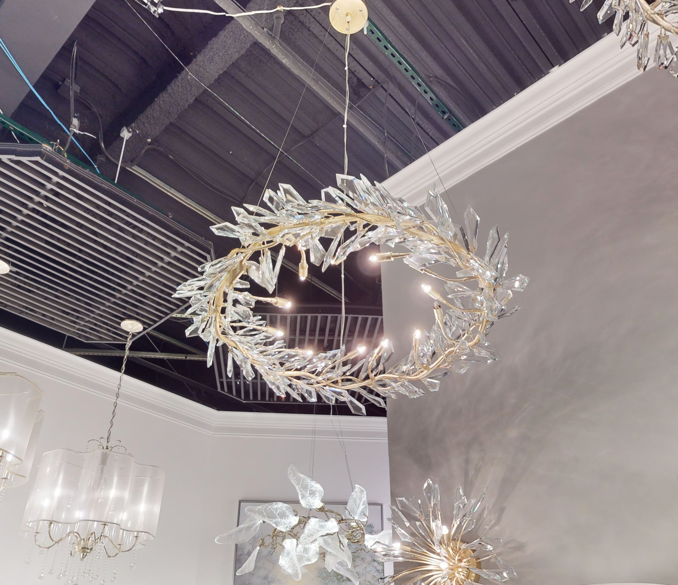 Kotta Twelve-Light Cut-Crystal Pendant Chandelier AJC-9281 - Merlin Lamps