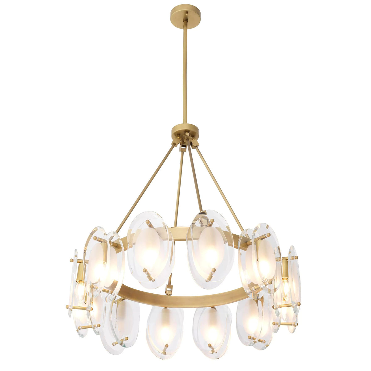 Sublime Modern Brass Chandelier Antique Brass Finish/Bevelled Glass