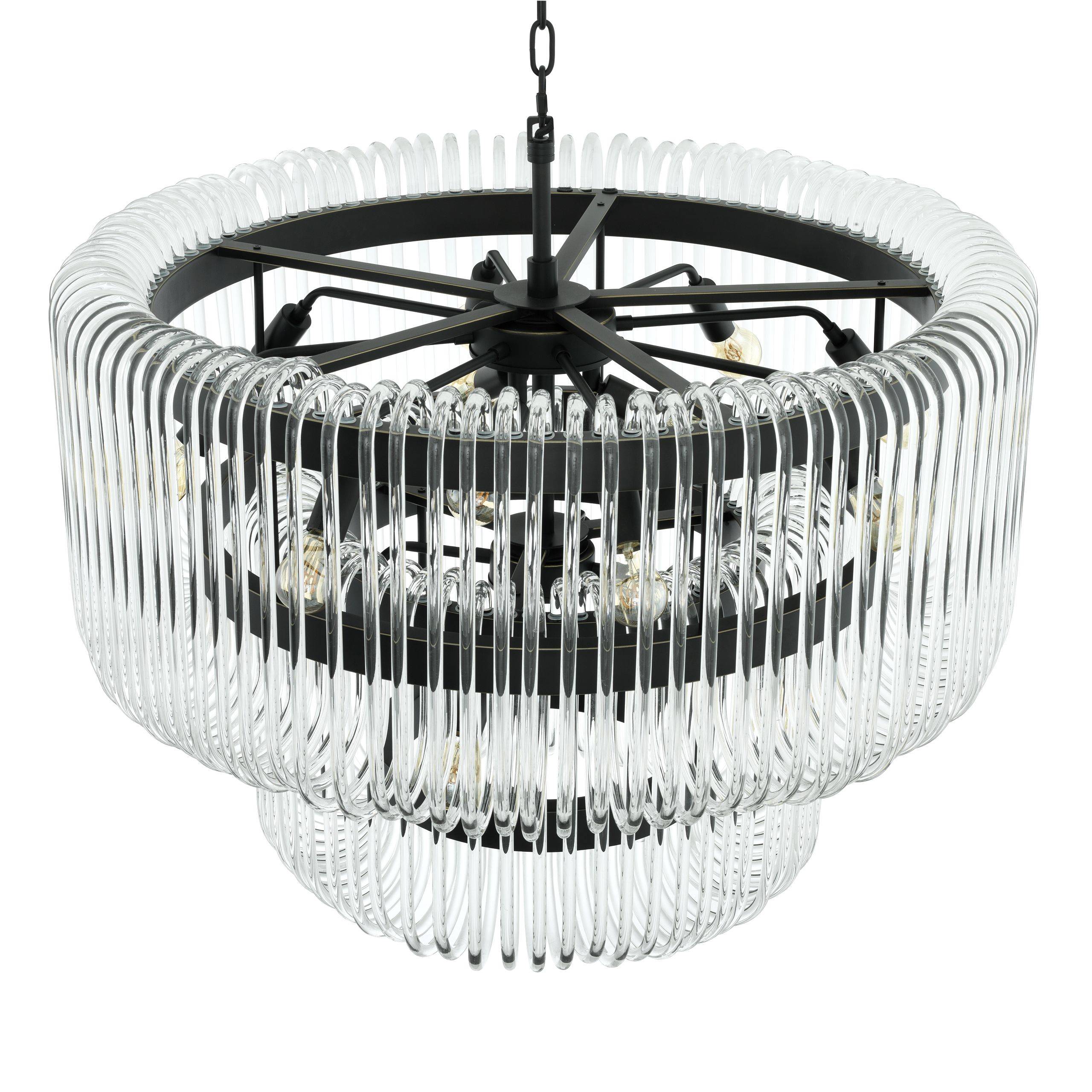 Sutton House Modern Glass Chandelier - Bronze