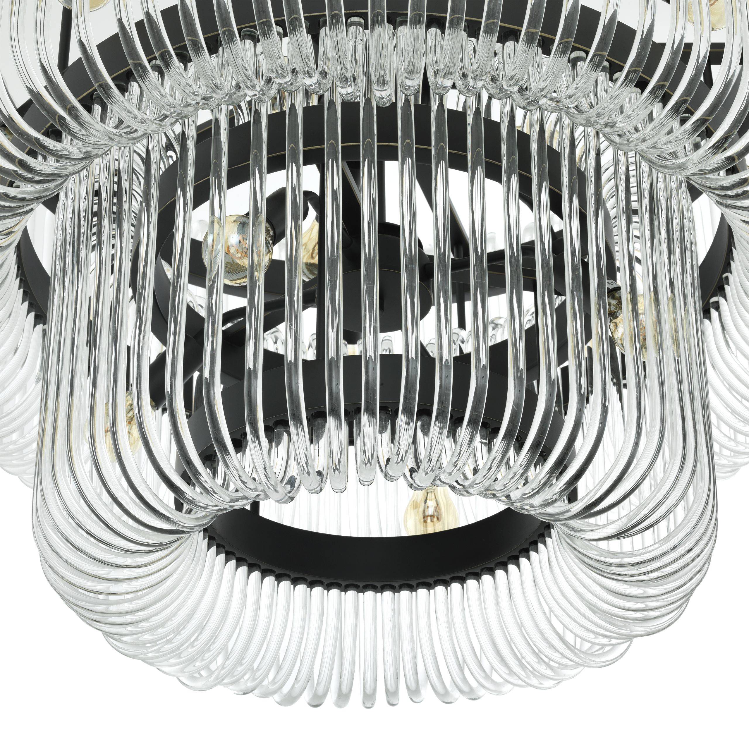 Sutton House Modern Glass Chandelier - Bronze
