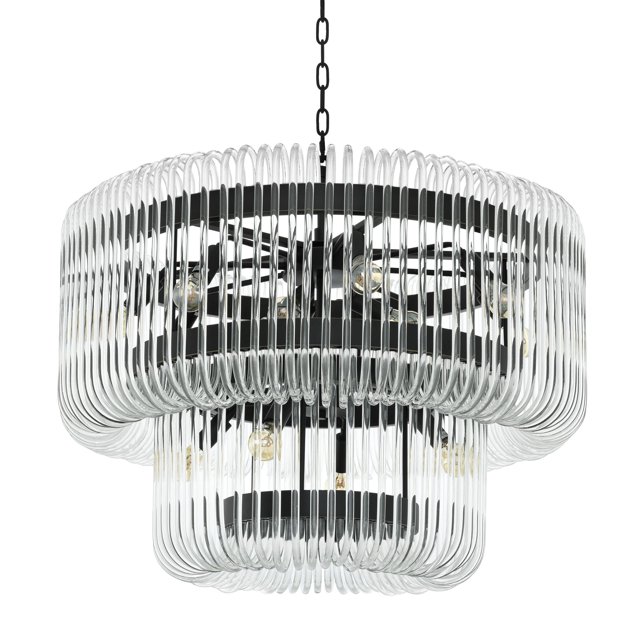 Sutton House Modern Glass Chandelier - Bronze