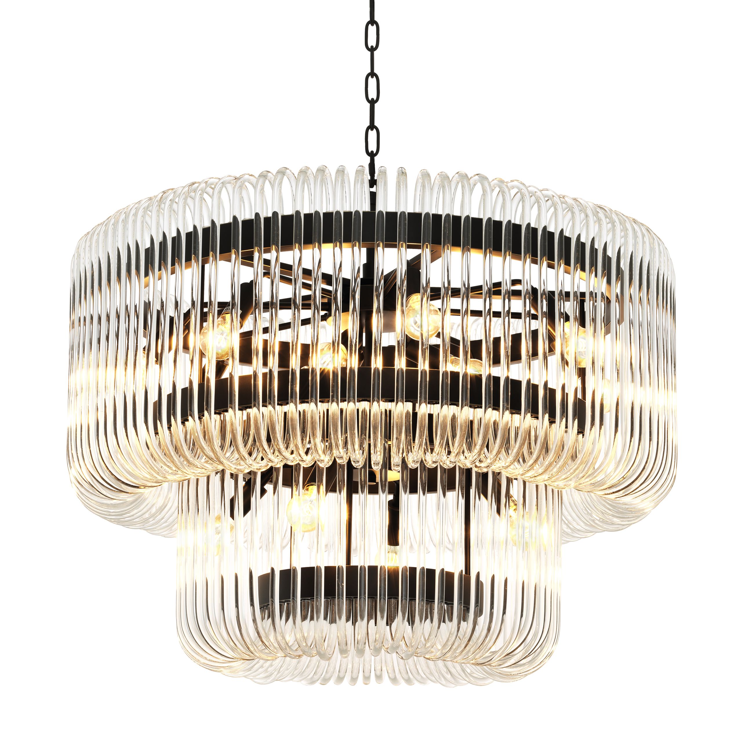 Sutton House Modern Glass Chandelier - Bronze