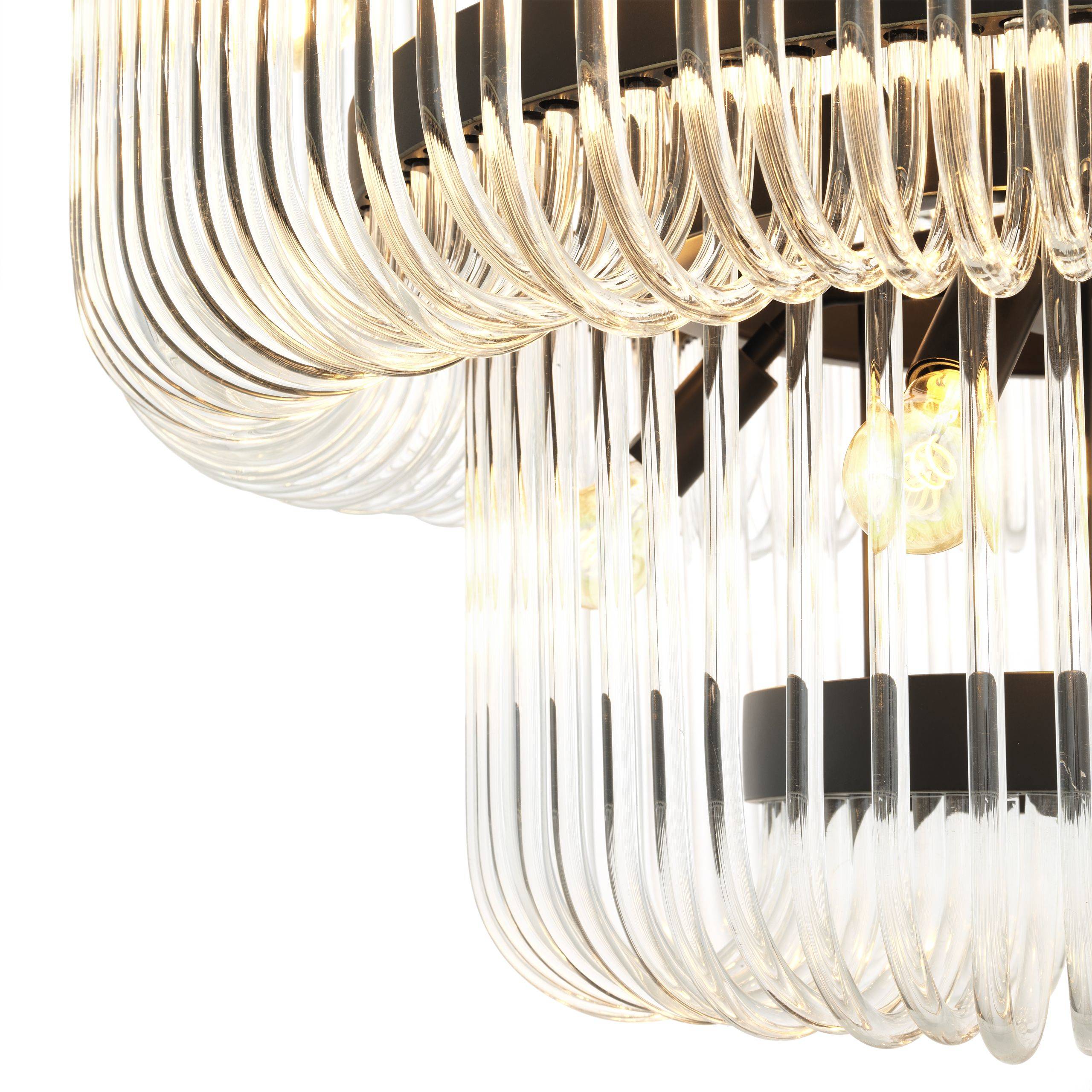 Sutton House Modern Glass Chandelier - Bronze