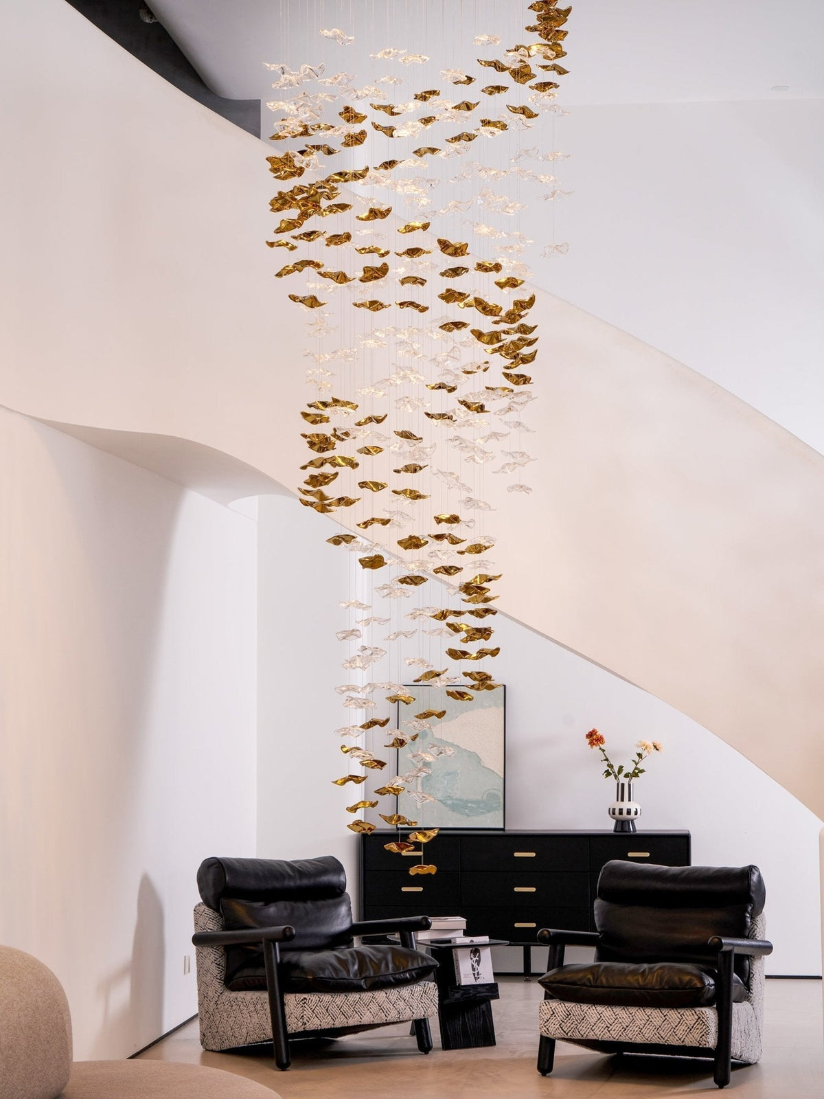 Galaxy Tidal Art Glass Crystal Spiral Chandelier