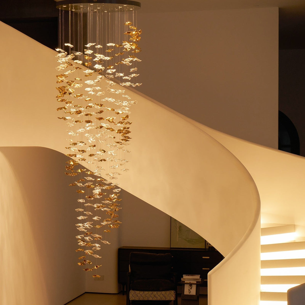 Galaxy Tidal Art Glass Crystal Spiral Chandelier