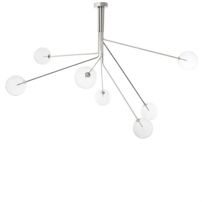 Glass Globe Modern Brass Chandelier - Nickel