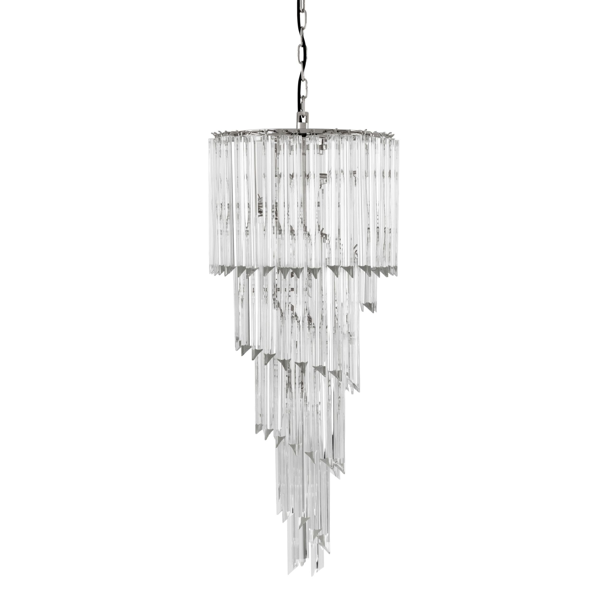 Trapani Modern Glass Chandelier - Nickel