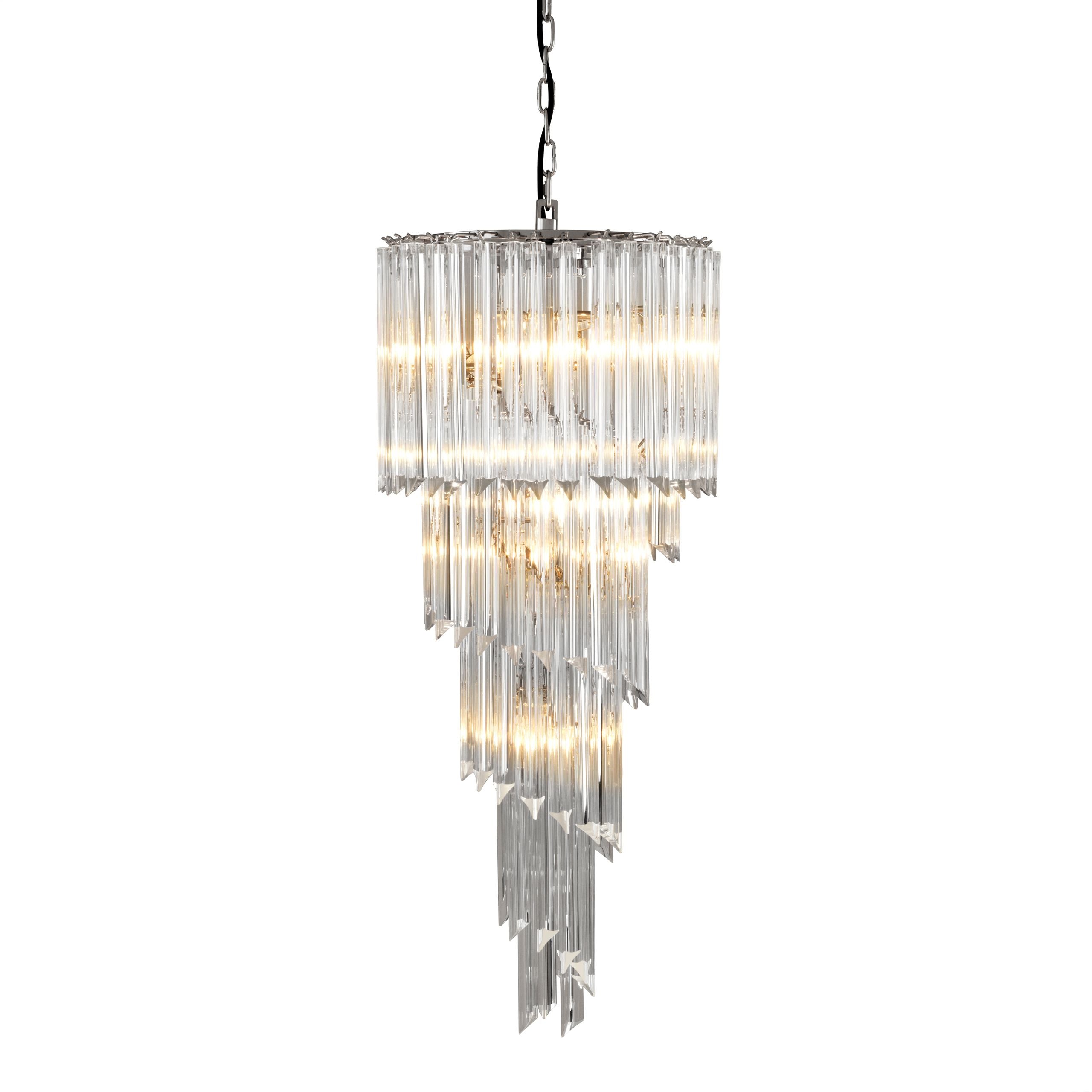 Trapani Modern Glass Chandelier - Nickel
