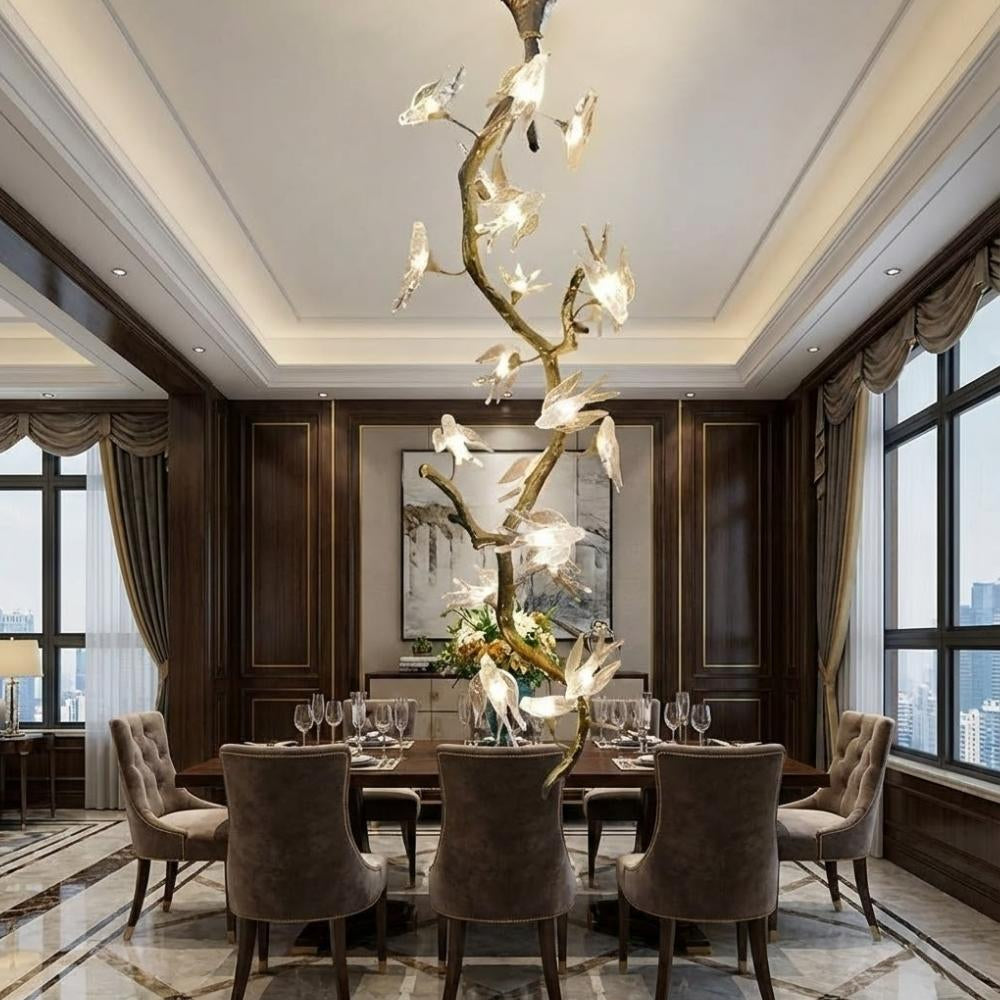 Crissy Branch Brass Bird Branch Staircase Chandelier