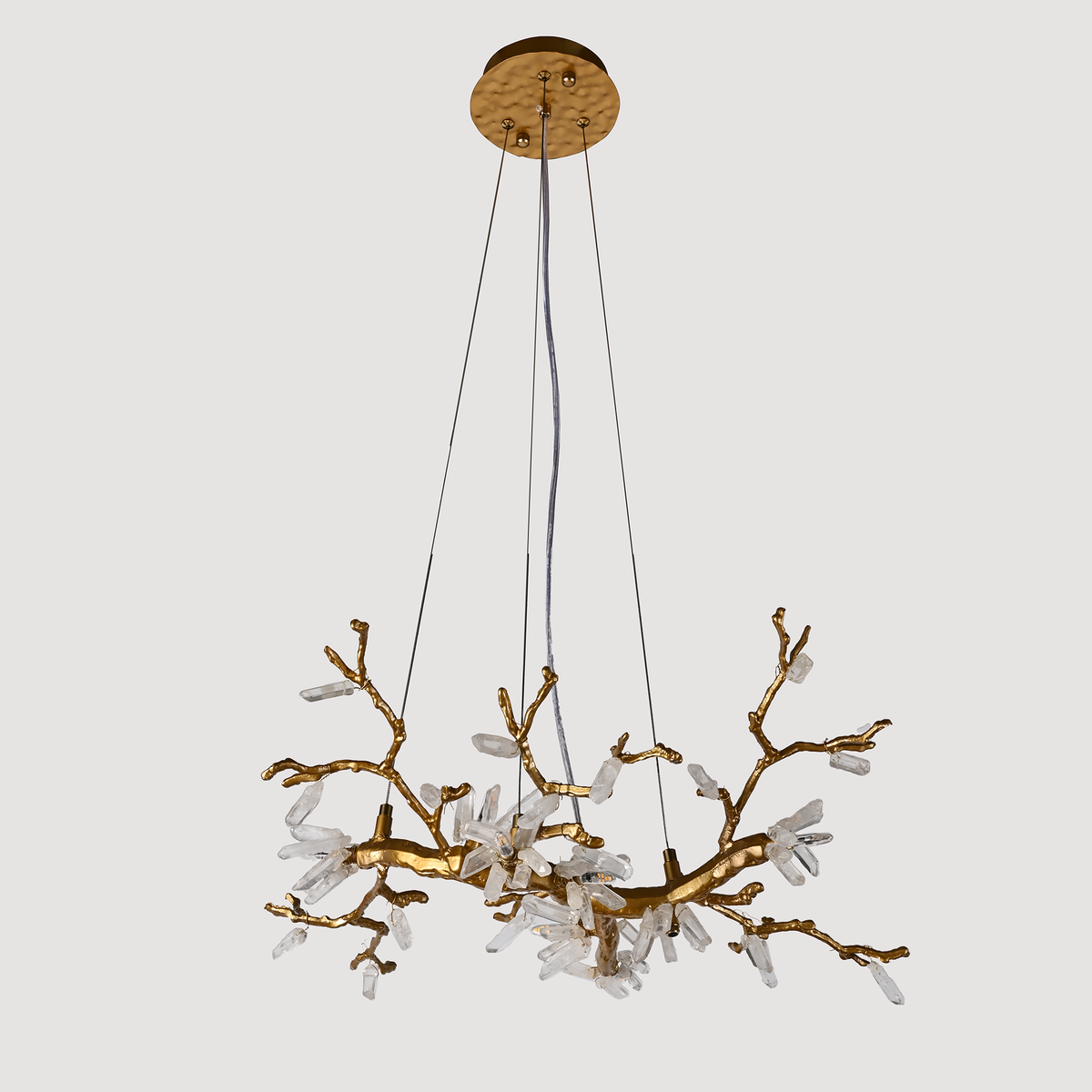 Selenite Crystal Blossom Branching Tree Chandelier