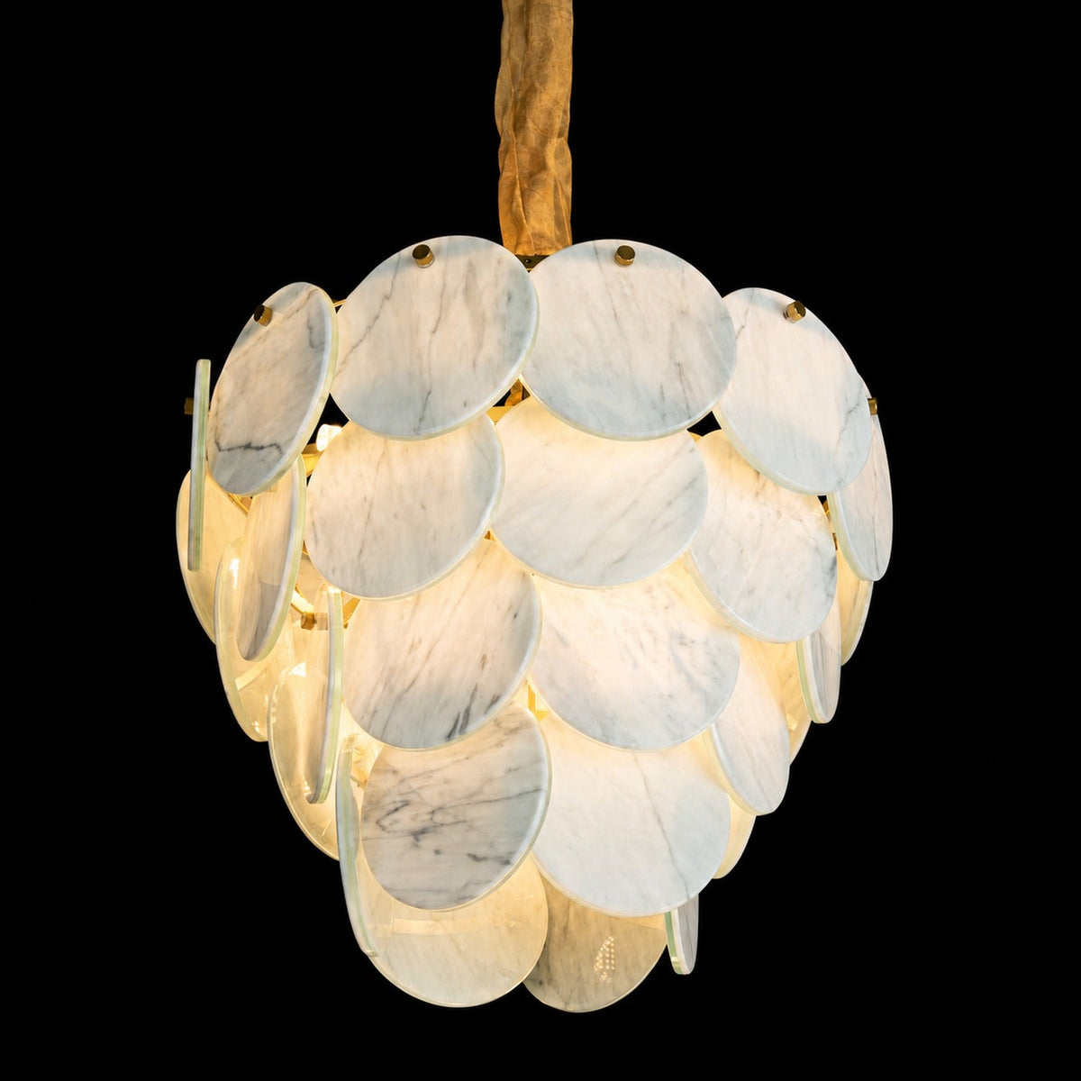 Modern Pearl Mist Gray Luxury stone Petal Chandelier