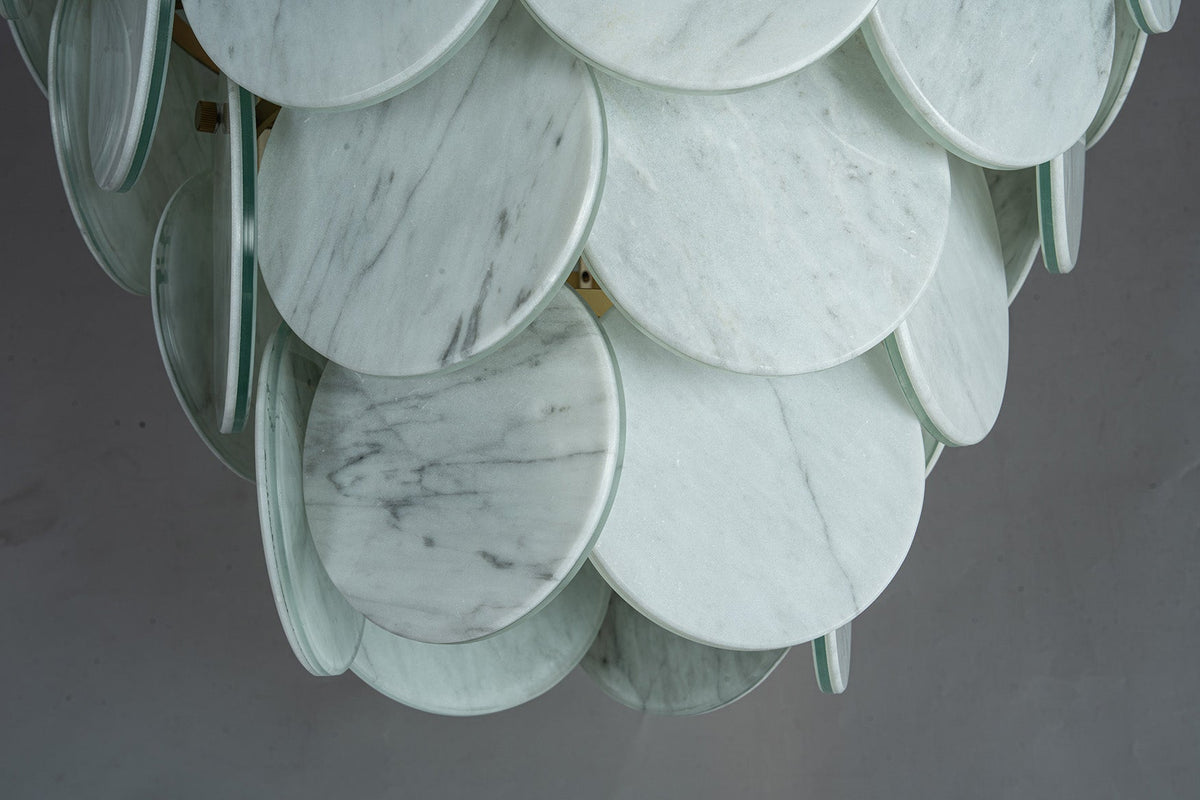 Modern Pearl Mist Gray Luxury stone Petal Chandelier