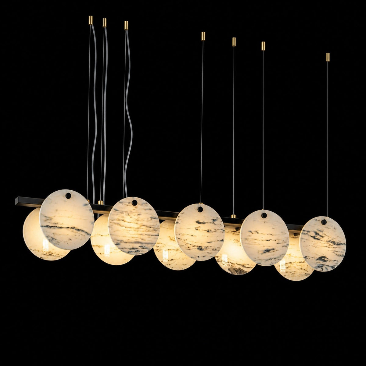 Modern Sculptural Luxury stone Linear Chandelier