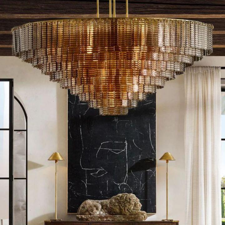 Selene Smoke Glass Round Chandelier 52"