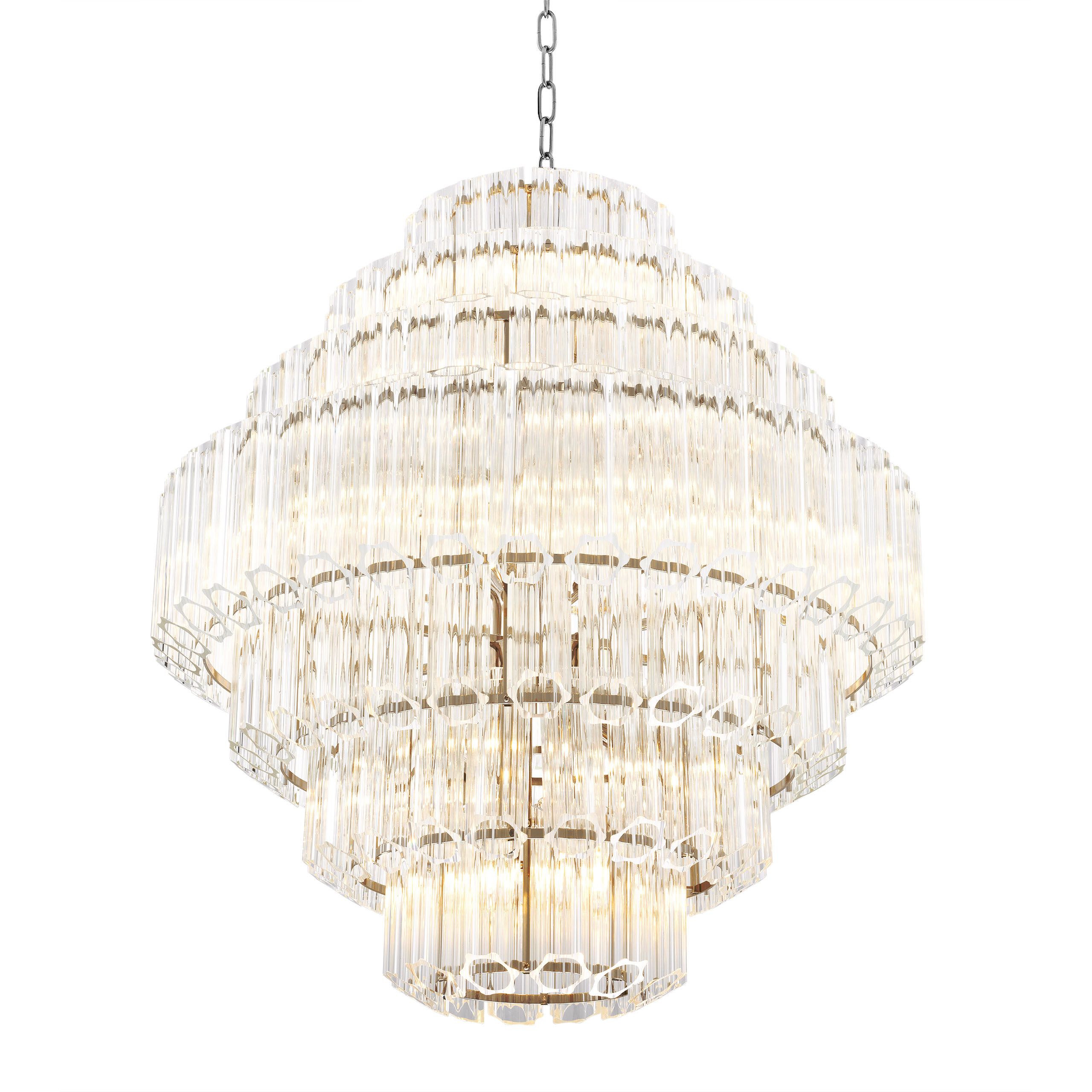 Vittoria L Modern Glass Chandelier - Nickel