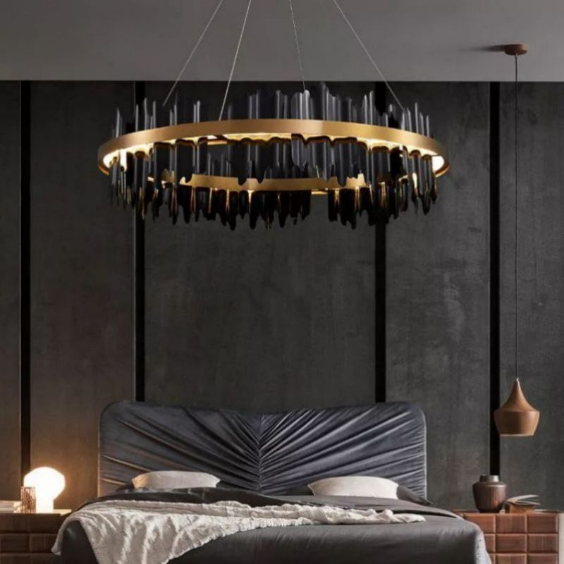 JC Wave Modern Sculpture Round Chandelier