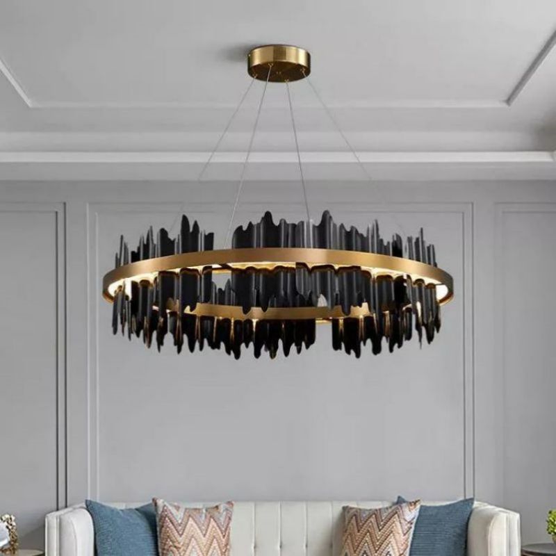 JC Wave Modern Sculpture Round Chandelier