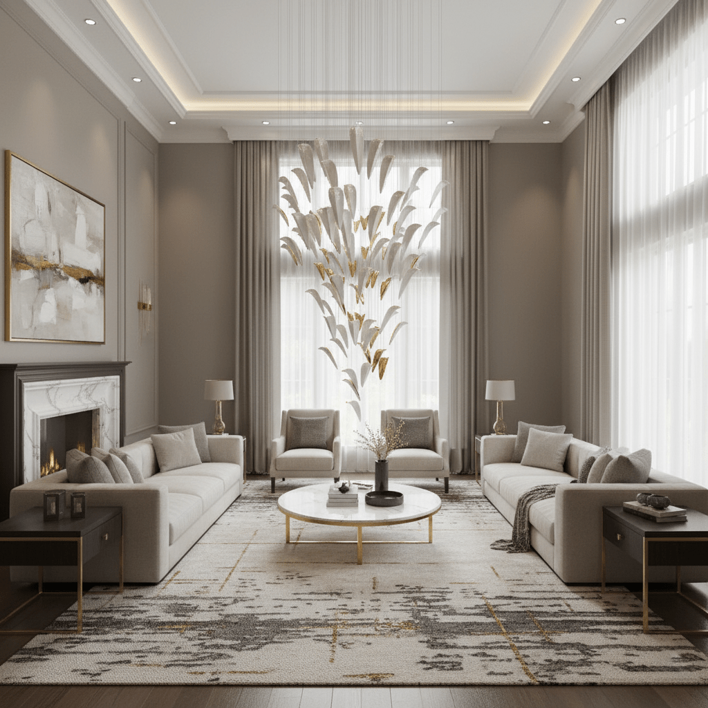 Galaxy White Feather Art Deco Chandelier