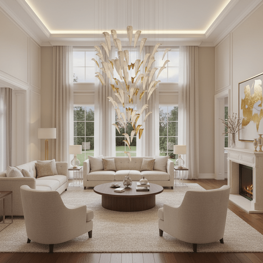 Galaxy White Feather Art Deco Chandelier