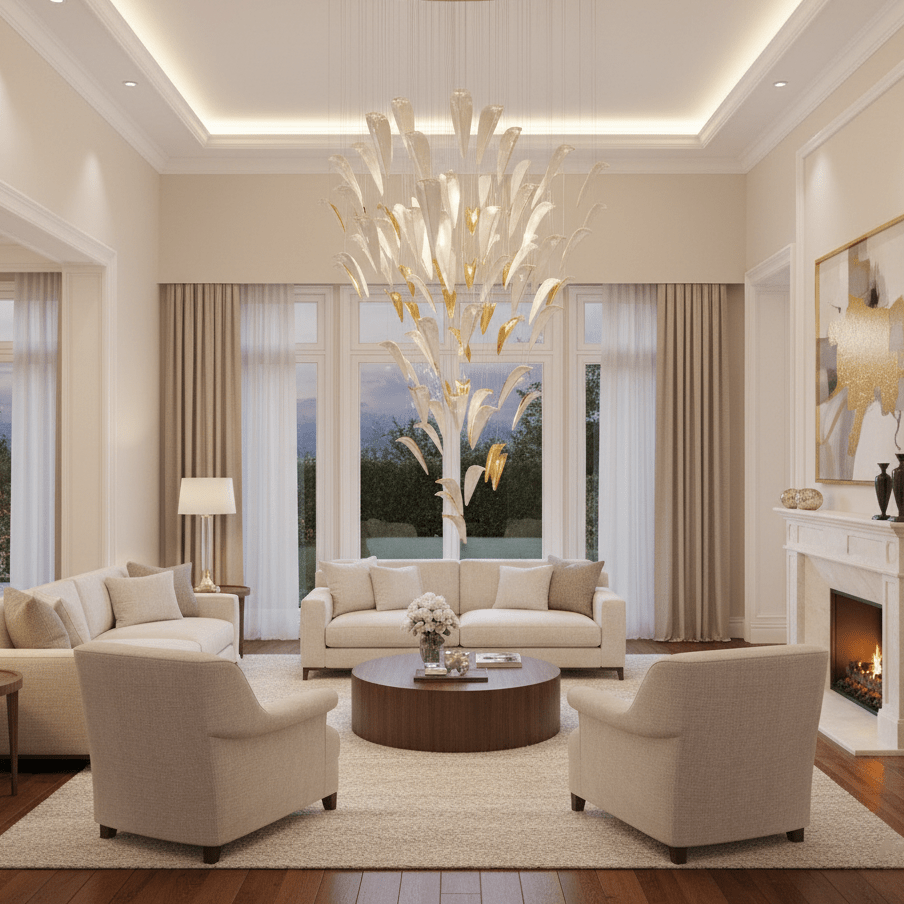 Galaxy White Feather Art Deco Chandelier