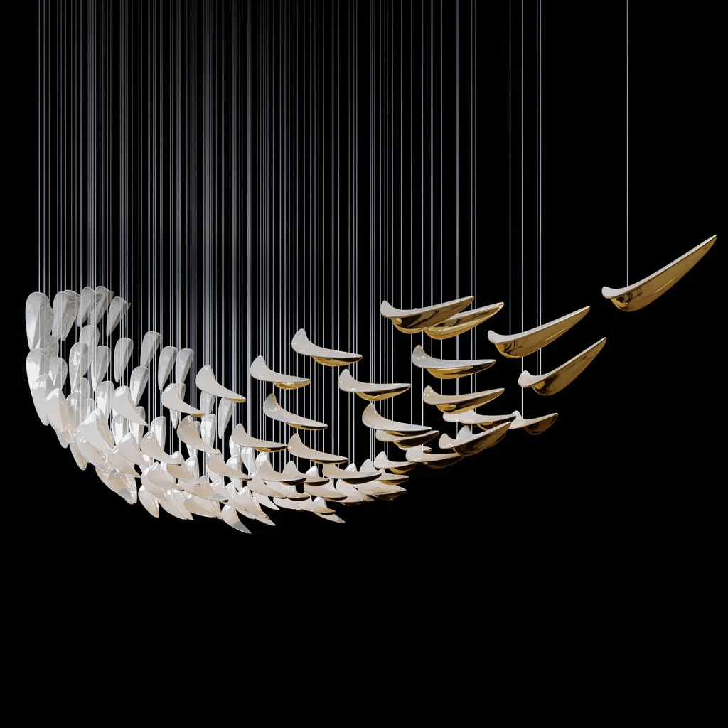 Galaxy White Feather Art Deco Chandelier