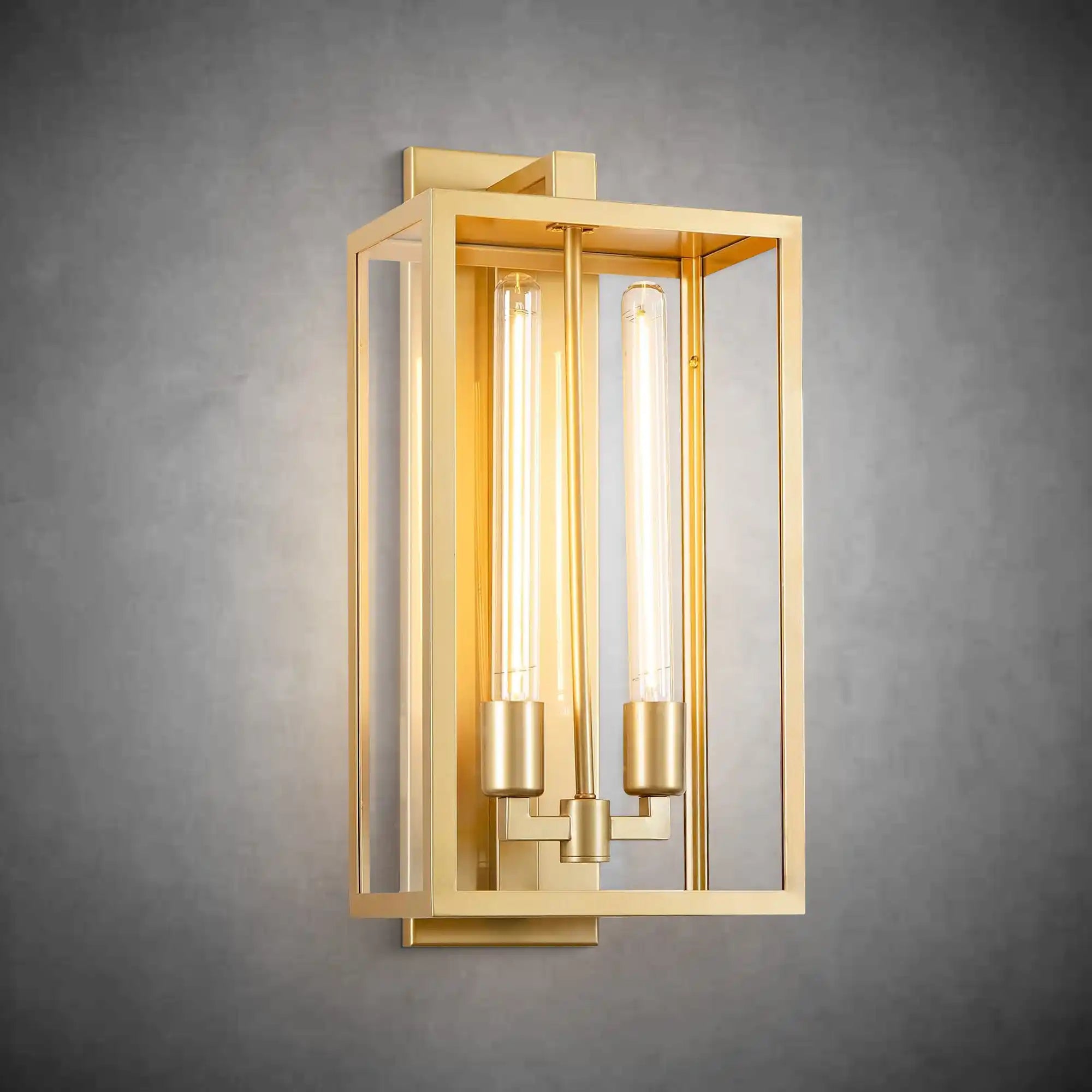 21" Gold Outdoor Wall Sconce with Glass Shade