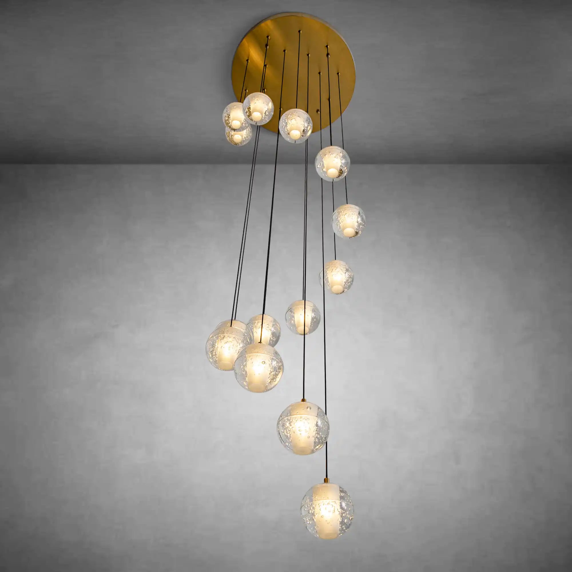 14-Light Gold Crystal Staircase Chandelier