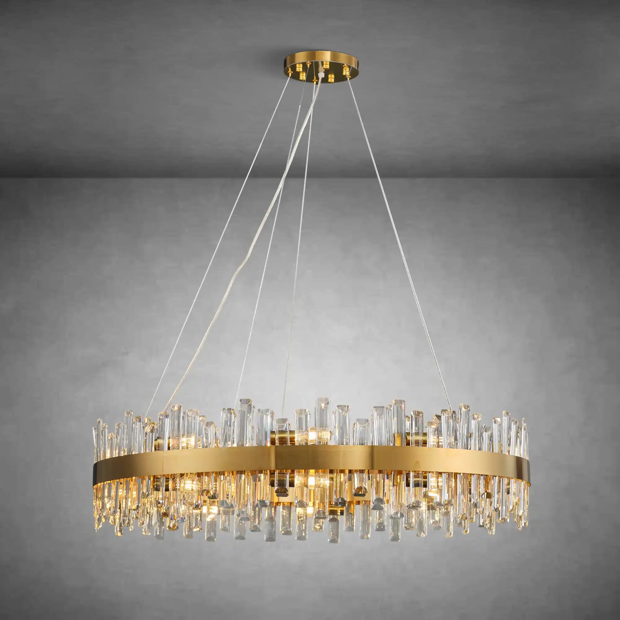Modern Gold 2-Tier Crystal Chandelier 39.4 Inch