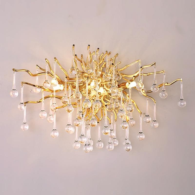 Rain Tree  Crystal Teardrop Wall Sconce Gold Diameter 17"