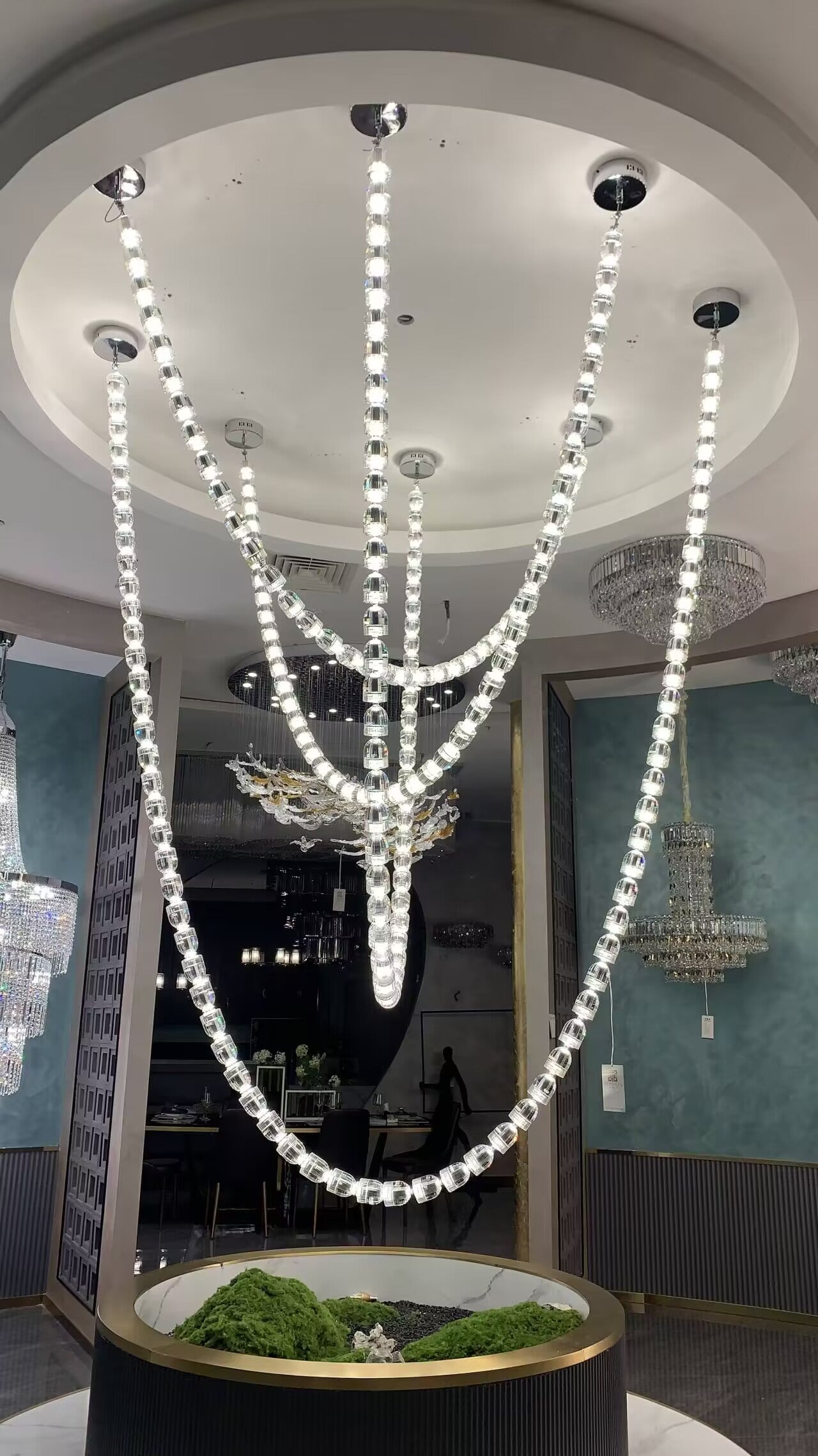 Modern Crystal Bullet Necklace Chain Chandelier for Living Room/Staircase/Foyer/Hotel/Restaurant