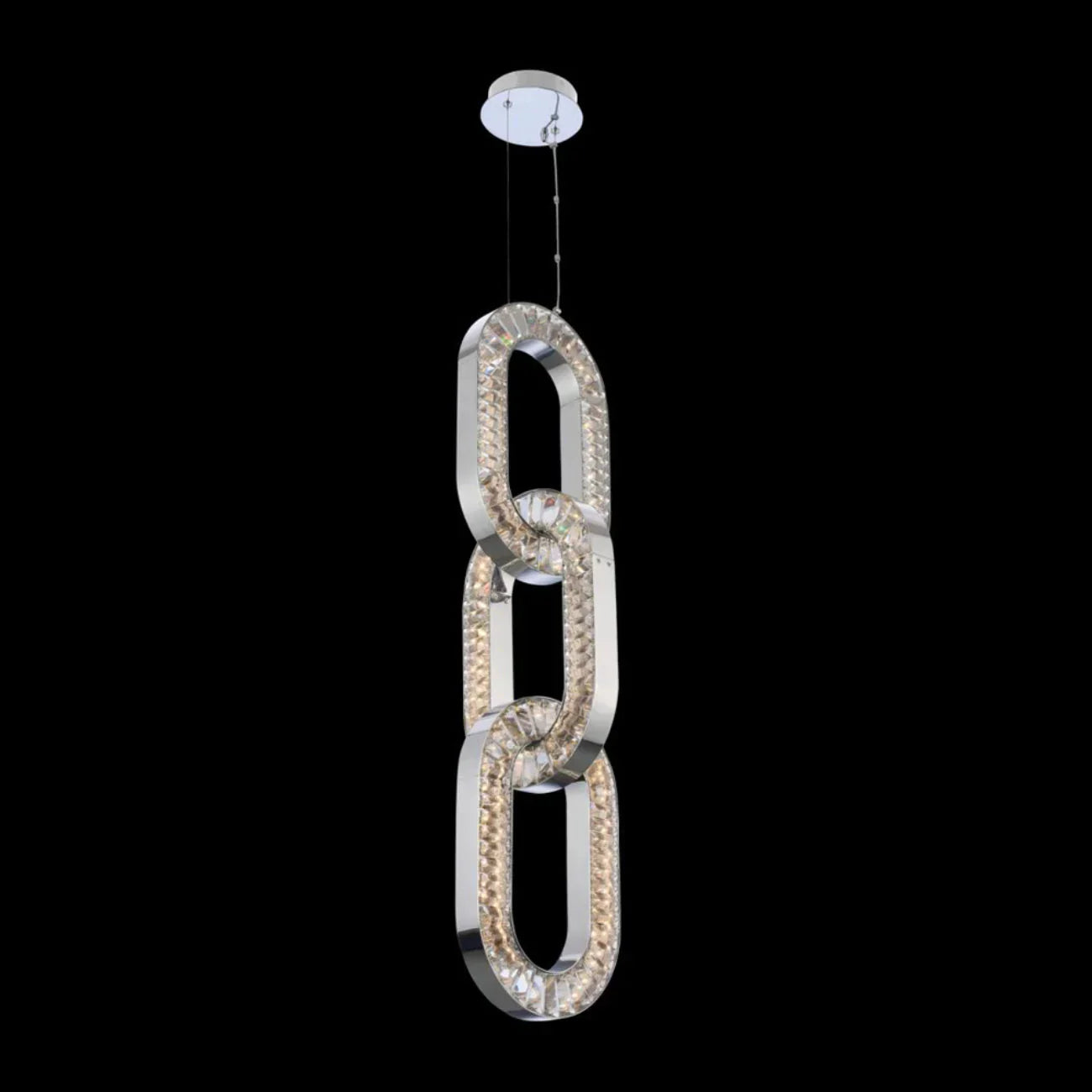Luxury Crystal and Metal Chain Pendant Chandelier for High Ceilings with Modern Finish