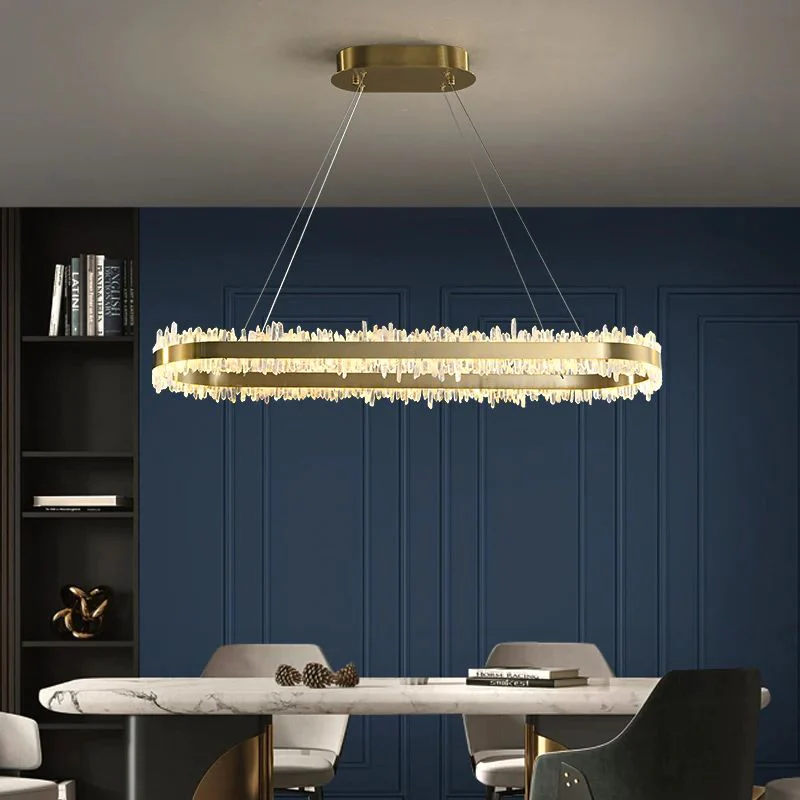 JC Modern Quartz Crystal Oval Chandelier