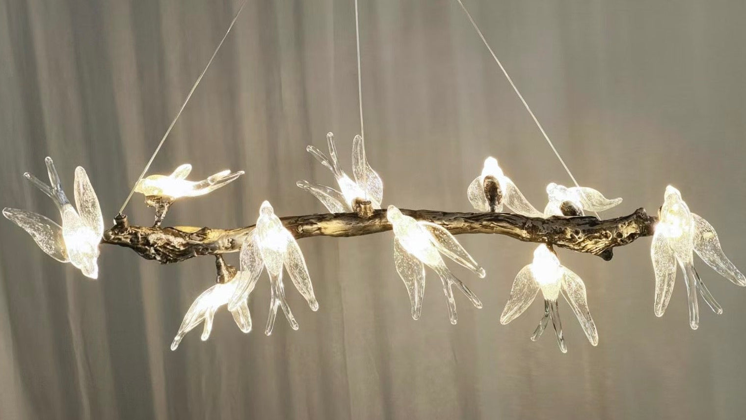 Bird Song Branching Linear Teardrop Chandelier