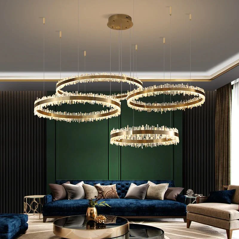 JC Modern Quartz Crystal Rings Chandelier