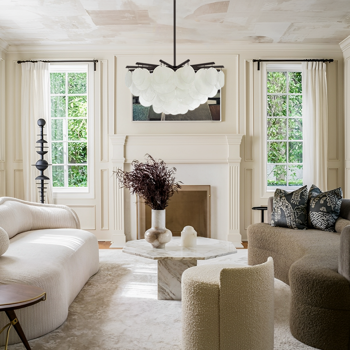 Ella Glass Round Pendant 35'' 47''