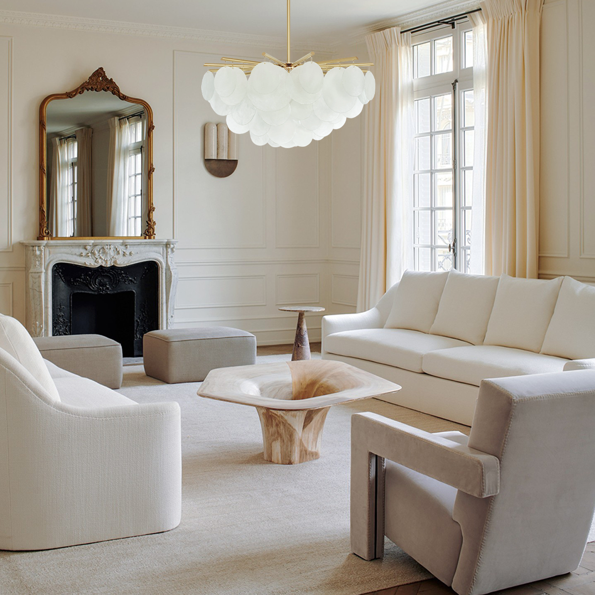 Ella Glass Round Pendant 35'' 47''