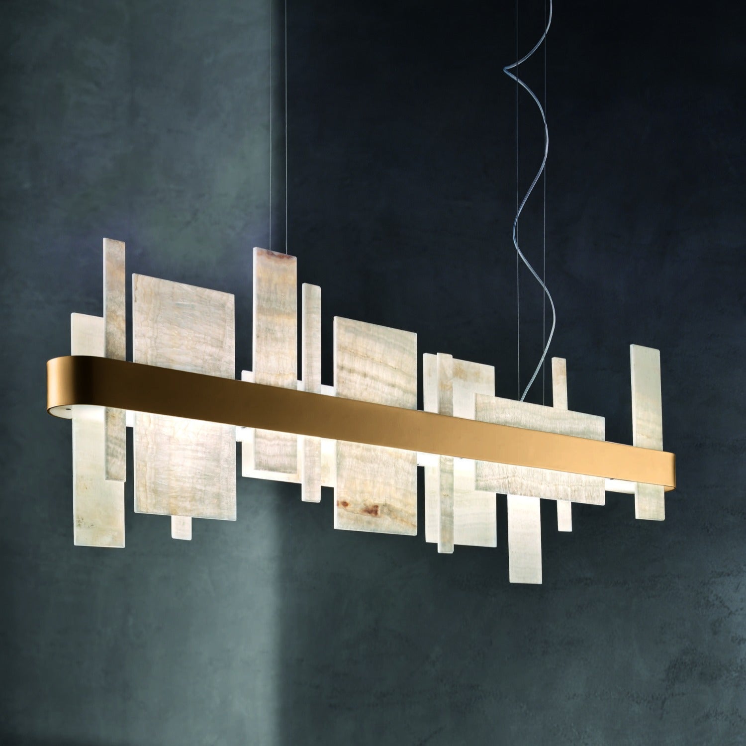 Nora Onyx Straight Modern Brass Chandeliers 4 Sizes