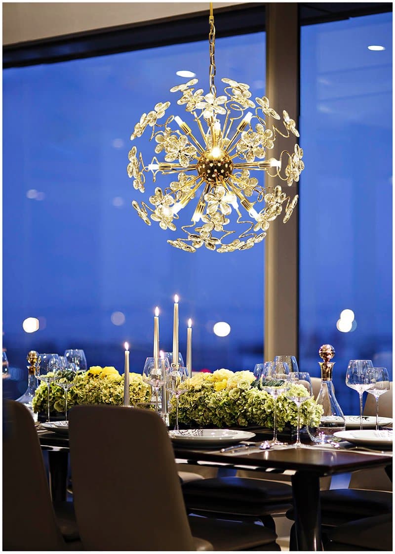 JC Faceted Crystal Petal Dandelion Chandelier 24"