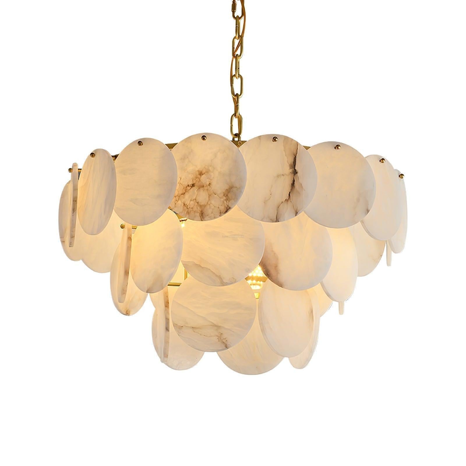 Alabaster Shell Brass Chandelier with 2/3/4/5/6 layer - Merlin Lamps