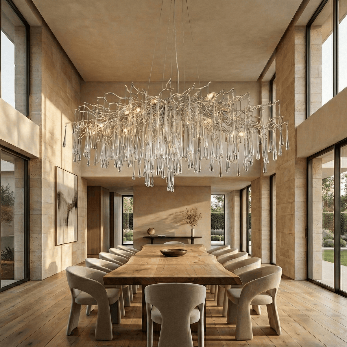 Lukas Oval Branching Brass Linear Teardrop Chandelier