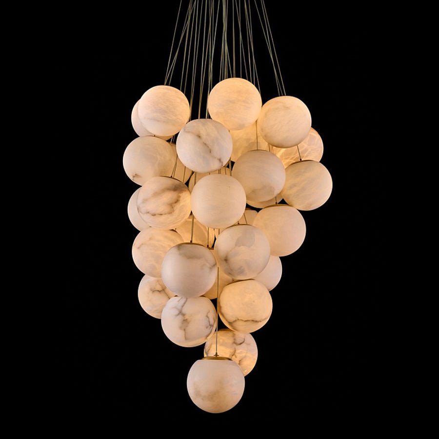 Cluster Alabaster Globe Chandelier - Merlin Lamps