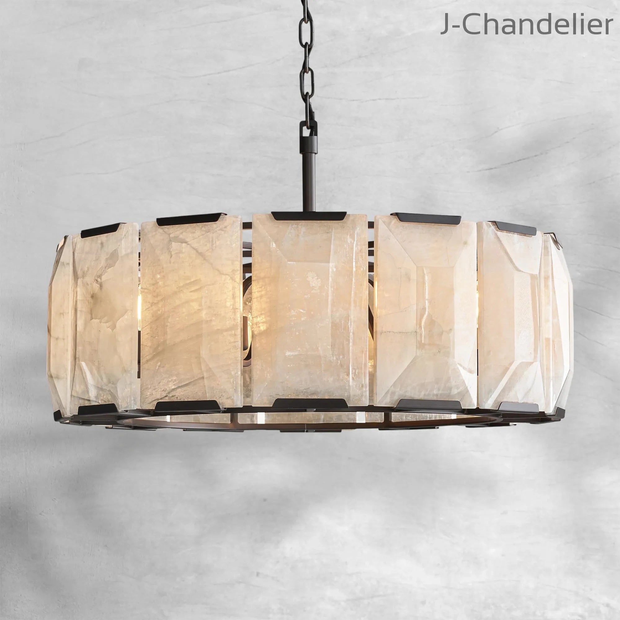 Harlew Calcite Round Chandelier 31"