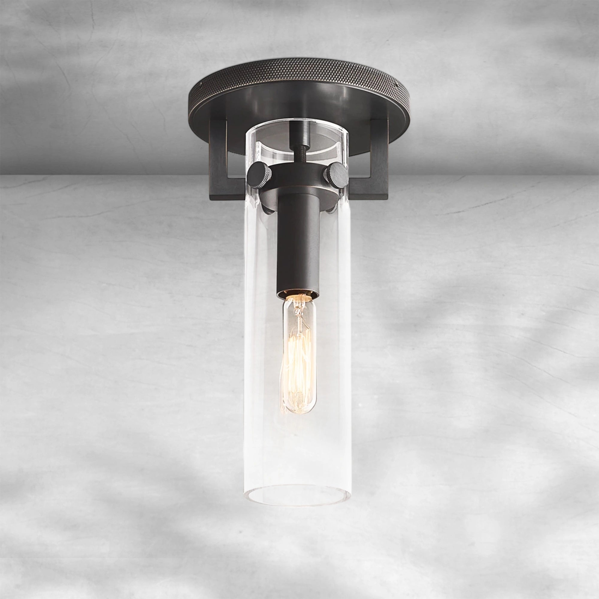 Machine Glass Cylinder Flushmount