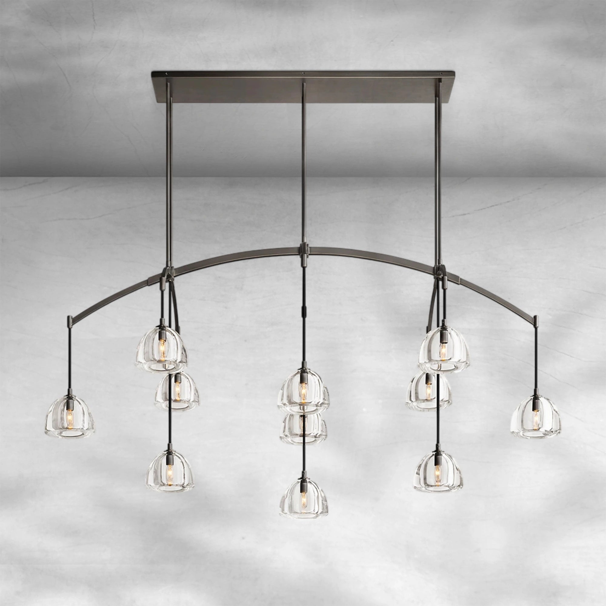 Hemispheae Modern Glass Linear Chandelier 54" 72"