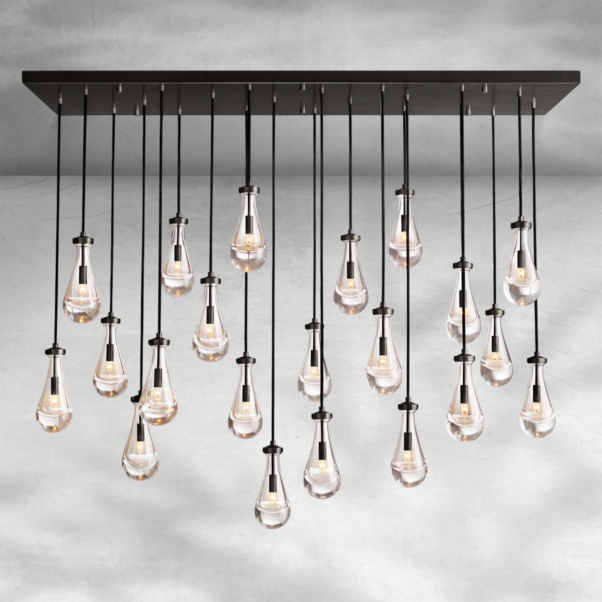 Raindrop Glass Linear Chandelier 72"